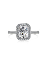 Shiny Rectangle Zircon Engagement Ring in S925
