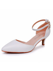 Kitten Heel Matte Pointed Toe PU Wedding Shoes