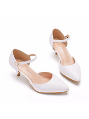 Elegant Kitten Heels Pointed Toe Ankle-Strap Sandals