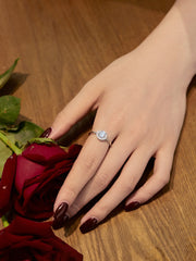 925 Silver Simple Round sparkling Engagement Ring