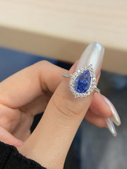 2 Carat Radiant Pear Cut Sapphire Engagement Ring