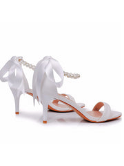 Open Toe Ankle-Strap Ribbons Stiletto Sandals