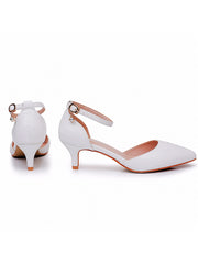 Kitten Heel Matte Pointed Toe PU Wedding Shoes