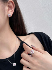 Heart Shape Pink Zircon Sterling Silver Ring