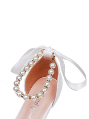 Kitten Heels Pointed Toe Ankle-Strap Wedding Shoes