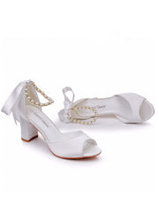 Peep Toe Chunky Buckle Straps Heel Sandals