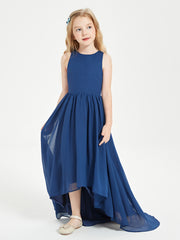 Asymmetrical Junior Bridesmaid Dresses with Scoop Neckline Dark Navy