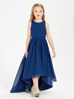 Asymmetrical Junior Bridesmaid Dresses with Scoop Neckline Dark Navy