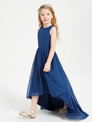 Asymmetrical Junior Bridesmaid Dresses with Scoop Neckline Dark Navy