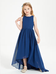 Asymmetrical Junior Bridesmaid Dresses with Scoop Neckline Dark Navy