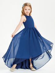 Asymmetrical Junior Bridesmaid Dresses with Scoop Neckline Dark Navy