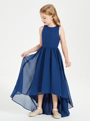 Asymmetrical Junior Bridesmaid Dresses with Scoop Neckline Dark Navy