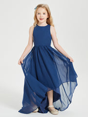 Asymmetrical Junior Bridesmaid Dresses with Scoop Neckline Dark Navy