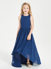 Asymmetrical Junior Bridesmaid Dresses with Scoop Neckline Dark Navy