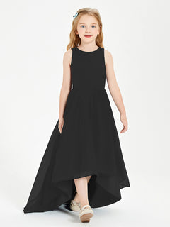 Asymmetrical Junior Bridesmaid Dresses with Scoop Neckline Black