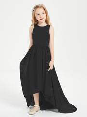 Asymmetrical Junior Bridesmaid Dresses with Scoop Neckline Black