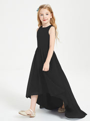 Asymmetrical Junior Bridesmaid Dresses with Scoop Neckline Black