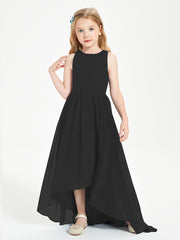 Asymmetrical Junior Bridesmaid Dresses with Scoop Neckline Black