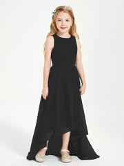 Asymmetrical Junior Bridesmaid Dresses with Scoop Neckline Black