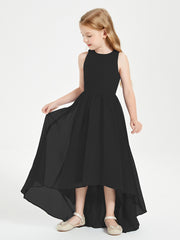 Asymmetrical Junior Bridesmaid Dresses with Scoop Neckline Black