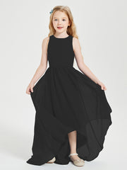 Asymmetrical Junior Bridesmaid Dresses with Scoop Neckline Black