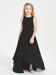 Asymmetrical Junior Bridesmaid Dresses with Scoop Neckline Black