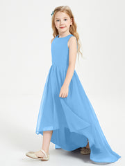 Asymmetrical Junior Bridesmaid Dresses with Scoop Neckline Blue