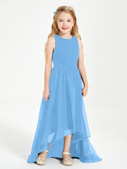 Asymmetrical Junior Bridesmaid Dresses with Scoop Neckline Blue