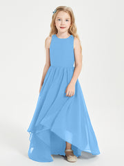 Asymmetrical Junior Bridesmaid Dresses with Scoop Neckline Blue