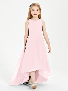 Asymmetrical Junior Bridesmaid Dresses with Scoop Neckline Blushing Pink