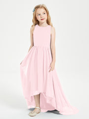 Asymmetrical Junior Bridesmaid Dresses with Scoop Neckline Blushing Pink