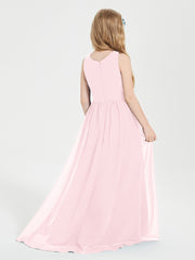 Asymmetrical Junior Bridesmaid Dresses with Scoop Neckline Blushing Pink