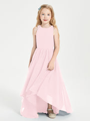 Asymmetrical Junior Bridesmaid Dresses with Scoop Neckline Blushing Pink