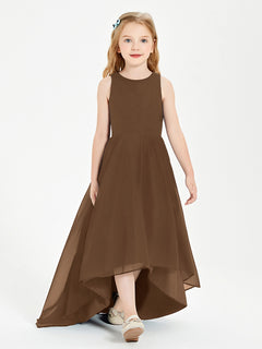 Asymmetrical Junior Bridesmaid Dresses with Scoop Neckline Brown