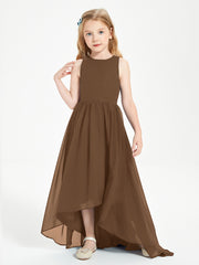 Asymmetrical Junior Bridesmaid Dresses with Scoop Neckline Brown