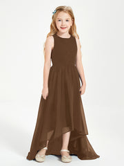 Asymmetrical Junior Bridesmaid Dresses with Scoop Neckline Brown