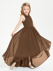 Asymmetrical Junior Bridesmaid Dresses with Scoop Neckline Brown