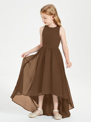 Asymmetrical Junior Bridesmaid Dresses with Scoop Neckline Brown