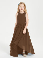 Asymmetrical Junior Bridesmaid Dresses with Scoop Neckline Brown