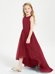 Asymmetrical Junior Bridesmaid Dresses with Scoop Neckline Burgundy