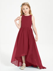 Asymmetrical Junior Bridesmaid Dresses with Scoop Neckline Burgundy