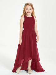 Asymmetrical Junior Bridesmaid Dresses with Scoop Neckline Burgundy