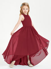 Asymmetrical Junior Bridesmaid Dresses with Scoop Neckline Burgundy