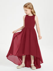 Asymmetrical Junior Bridesmaid Dresses with Scoop Neckline Burgundy