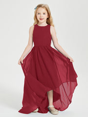Asymmetrical Junior Bridesmaid Dresses with Scoop Neckline Burgundy