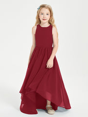 Asymmetrical Junior Bridesmaid Dresses with Scoop Neckline Burgundy
