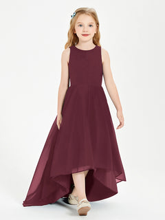 Asymmetrical Junior Bridesmaid Dresses with Scoop Neckline Cabernet