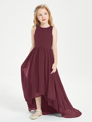 Asymmetrical Junior Bridesmaid Dresses with Scoop Neckline Cabernet