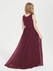 Asymmetrical Junior Bridesmaid Dresses with Scoop Neckline Cabernet