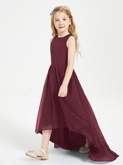 Asymmetrical Junior Bridesmaid Dresses with Scoop Neckline Cabernet